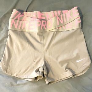 Nike Pro InterTwist 3” Shorts - Pink and Gray, Medium